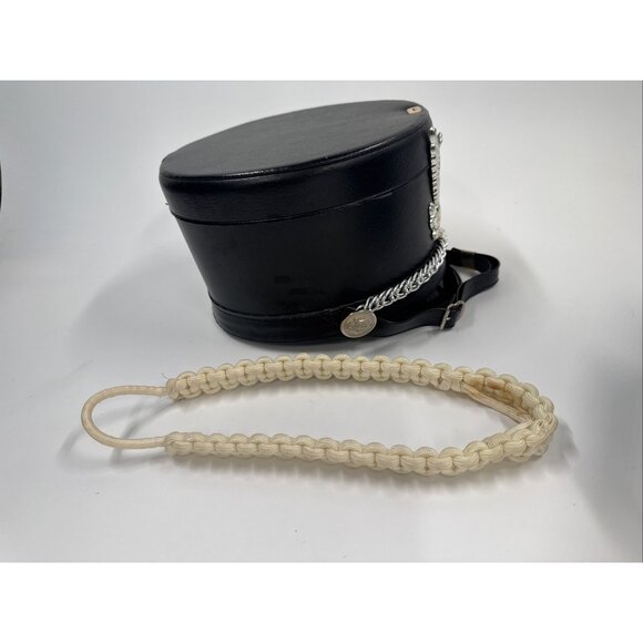 Vintage Marching Band Hat Medium Black Pluribus Eagle Costume Shako Maker w/Case - Picture 5 of 13